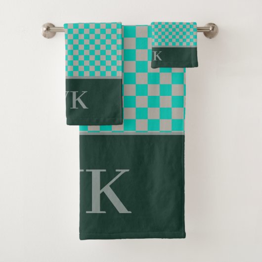 Chic damier vert et gris Monogramme de Spa (En situation)