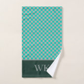 Chic damier vert et gris Monogramme de Spa (Serviette à main)