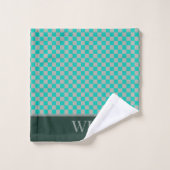 Chic damier vert et gris Monogramme de Spa (Gant de toilette)