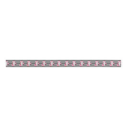 CHIC DANK U RIBBON_MOD PINK POPPIES GROSGRAIN LINT (Voorkant)