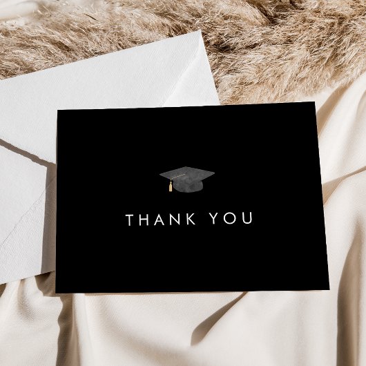Chic Dark Black Grad Casquette Carte de remercieme