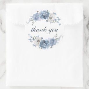 Chic Dark Blue Ivory Floral Weddenschap Bedankt Ronde Sticker