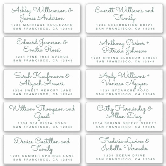 Chic Dark Green Calligraphy Étiquettes de adresse (Devant)
