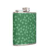 Chic Dark Green Shamrocks Ditsy Pattern Hip Flask Heupfles (Rechts)