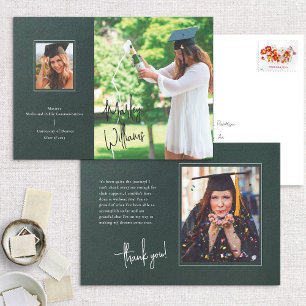 Chic Dark Green Signature Faire-part de graduation
