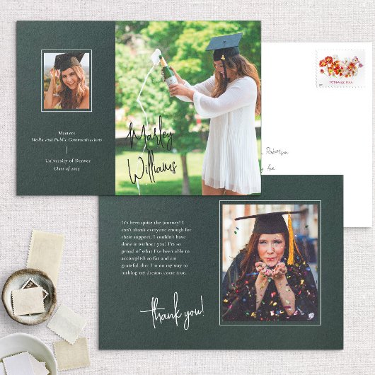 Chic Dark Green Signature Faire-part de graduation