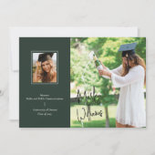 Chic Dark Green Signature Faire-part de graduation (Devant)