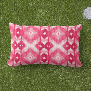 Chic Dark Magenta Roze Rood Ikat Patroon Buitenkussen