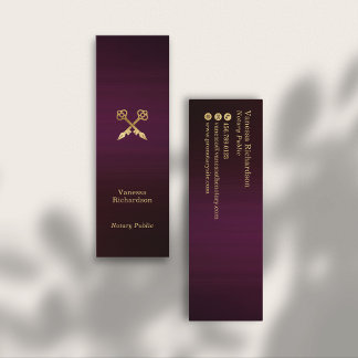 Chic Dark Paarse & Gold Notary Key Luxury Mini Visitekaartje