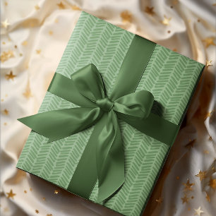 Chic Dark Sage Licht Bos Groen Gestreept Zigzag Cadeaupapier