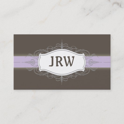 Chic Déco Cadre Monogramme Carte de visite Lilac (Devant)