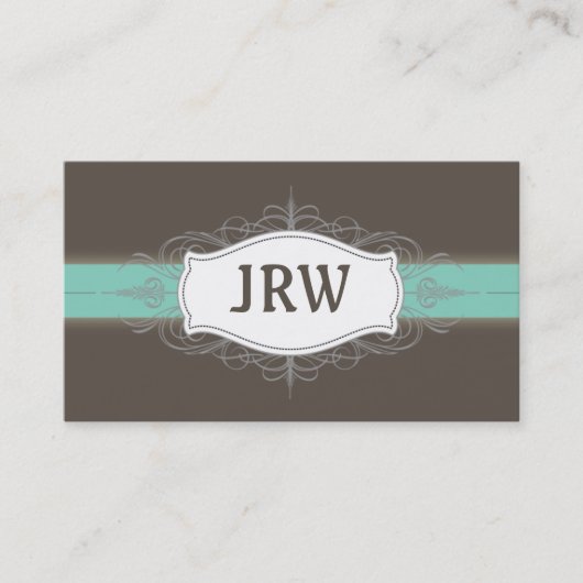 Chic Deco Cadre Monogramme Carte de visite Turquoi (Devant)