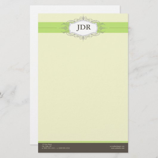 Chic Deco Limoen Gepersonaliseerd briefpapier (Voorkant / Achterkant)