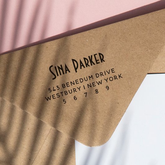 Chic Deco Name & Return Address Zelfinktende Stempel
