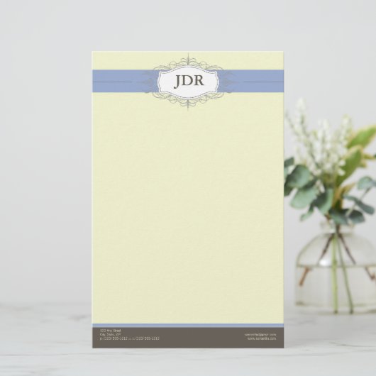 Chic Deco Periwinkle Gepersonaliseerd briefpapier (Staand voorkant)