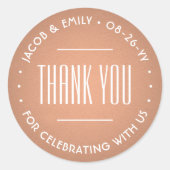 Chic Deco Typografie Bedankt Copper Faux Folie Ronde Sticker (Voorkant)