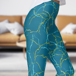 Chic Deep Blue en Blue Yellow Fracture Pattern Leggings