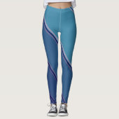 Chic Deep Blue onder Eggshell Blue Banded Print Leggings (Voorkant)