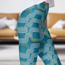 Chic Deep Blue Sky Curves Patroon Leggings