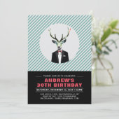 Chic Deer, Adulte 30e Anniversaire Fête Invitation (Debout devant)