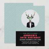 Chic Deer, Adulte 30e Anniversaire Fête Invitation (Devant / Derrière)