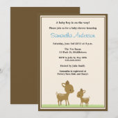 Chic Deer Baby shower Invitation - Boy Kaart (Voorkant / Achterkant)