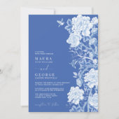 Chic Delft Blue Chinoiserie Flower Garden Wedding Kaart (Voorkant)