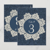 Chic Denim & Ivory Lace Mariage Numéro de table Ca (Devant / Derrière)