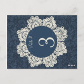 Chic Denim & Ivory Lace Mariage Numéro de table Ca (Dos)