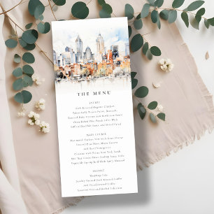 Chic Denver Colorado Skyline Mariage Carte Menu