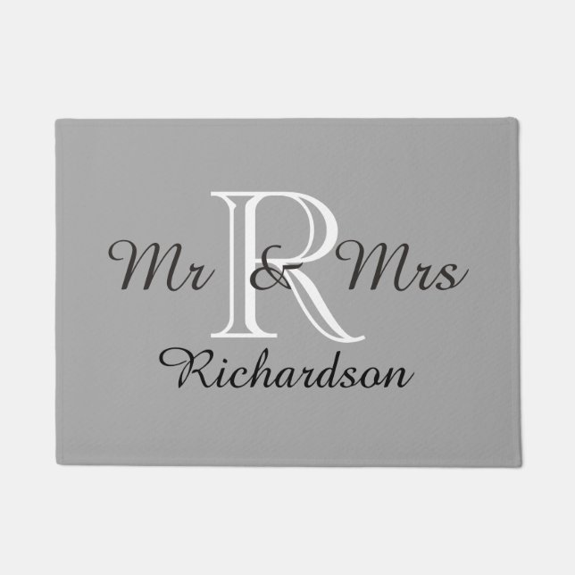 CHIC DEUR MAT_"Mr & Mrs."_NAME/MONOGRAM Deurmat (Voorkant)