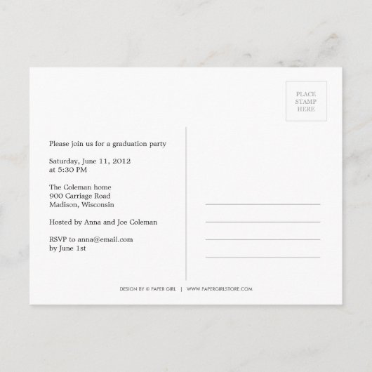 Chic Diagonals Afstuderen Aankondiging/Uitnodiging Uitnodiging Briefkaart (Achterkant)