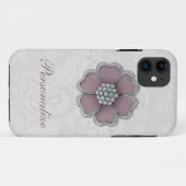 Chic Diamond Flower on White Paisley Lace Case-Mate iPhone Case (Achterkant (horizontaal))