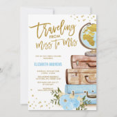 Chic die Miss naar Mrs Blue Gold Vrijgezellenfeest Kaart (Voorkant)