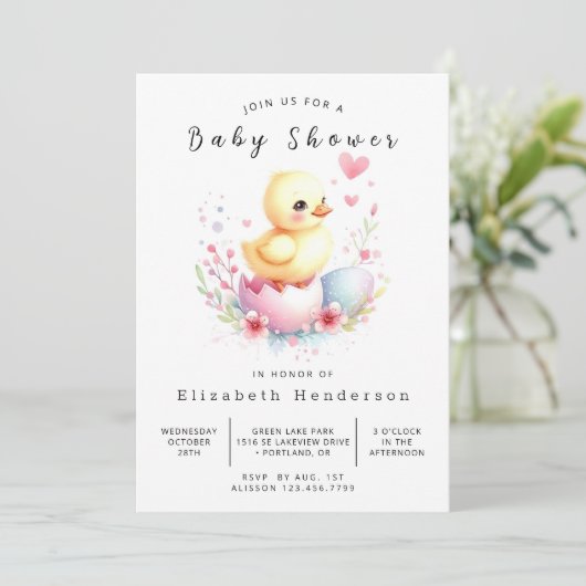 Chic Digital Duck-Baby shower Kaart (Staand voorkant)