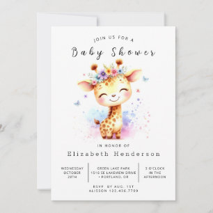 Chic Digital Giraffe Baby shower Kaart