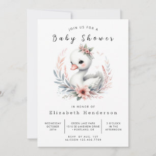Chic Digital Swan Baby shower Kaart