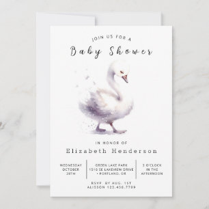Chic Digital Swan Baby shower Kaart
