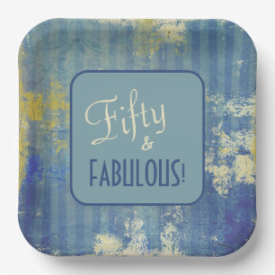 Chic Distressed Denim Pattern Fifty & FABULOUS Papieren Bordje