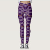 Chic Donker Paarse Curven Patroon Leggings (Voorkant)