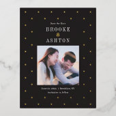 Chic Dots FOIL Wedding Enregistrer La Date Carte P (Recto)