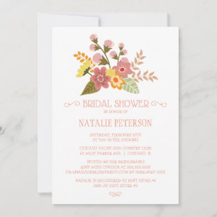 Chic douche nuptiale invitation bouquet floral