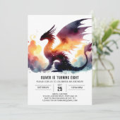 Chic Dragon Birthday Printable Kaart (Staand voorkant)