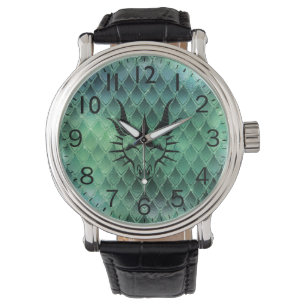 Chic Dragon Head & Green Dragon Scales Watch Horloge