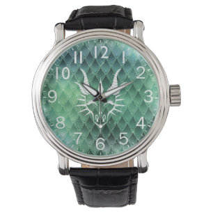 Chic Dragon Head & Green Dragon Scales Watch Horloge