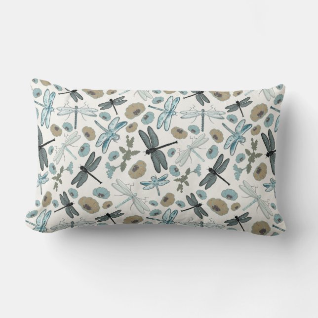 Chic Dragonflies Flowers Patroon Kussen (Voorkant)
