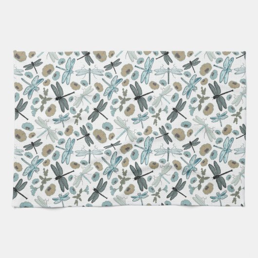 Chic Dragonfly en Floral Pattern Theedoek (Horizontaal)