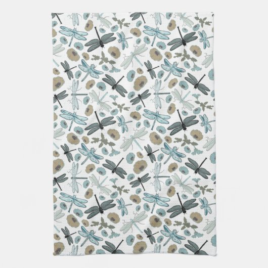 Chic Dragonfly en Floral Pattern Theedoek (Verticaal)