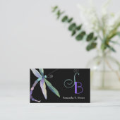 Chic Dragonfly Monogram Aangepast Visitekaartje (Staand voorkant)