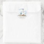 Chic Dusky Aqua Blue Lighthouse Mountain Wedding Ronde Sticker (Tas)
